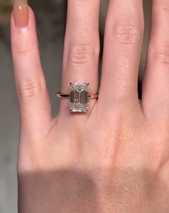 5.5 Carat Emerald Cut Moissanite Engagement <b>Ring</b> for Women | Hidden Halo <b>Solitaire</b> Wedding <b>Ring</b> | Luxury Bridal Jewelry - Product Image 1