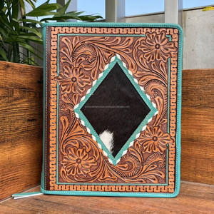 Carpeta de cuero de 3 anillas personalizada hecha a mano para mujer, organizadores de cartera con cremallera de piel de vaca de alta calidad hechos a mano - Product Image 2