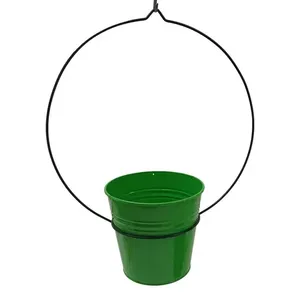 Jardinière en métal faite à la main avec poignée en corde, accessoires de décoration pour la maison et le jardin - Product Image 5