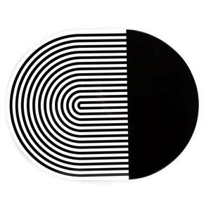 Sous-plat rond en MDF laqué à motif partiel, surface solide minimaliste avec détails linéaires, conçu pour une mise en scène de table moderne, OEM ODM - Product Image 4