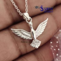 Collier Statement en Argent Sterling 925 avec Colombe Volante, Bijou Animal Fait Main pour Femme et Homme, Cadeau de Mariage