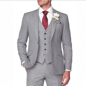 Traje de esmoquin clásico de 3 piezas para hombre con cuello mandarín, de lana tweed, corte ajustado, para boda, negocios o graduación: blazer, chaleco y pantalón - Product Image 4