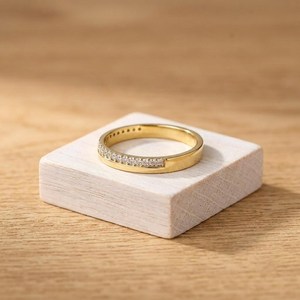 One Side Round Brilliant Cut Diamond Engagement Ring 0.20ct Set 10K 14K 18K Solid Gold Stacking Wedding Band Bridal Ring - Product Image 3