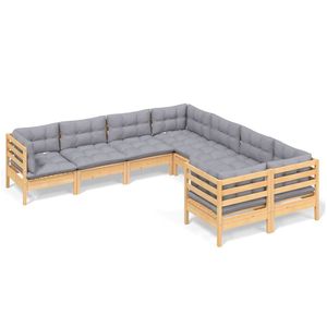 Ensemble de salon de jardin gris et bois naturel - Product Image 2