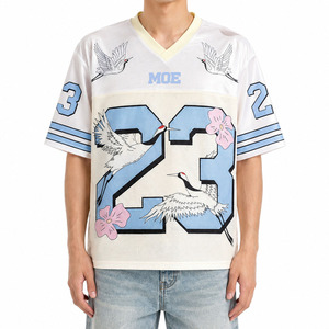 Maillot de football américain surdimensionné à col en V, style rétro personnalisé, inspiré du vintage, unisexe, respirant, fabriqué par un fabricant de vêtements de sport - Product Image 2