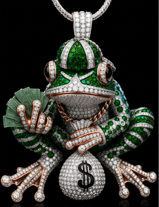 Pendentif grenouille en moissanite verte, breloque animale 3D, collier grenouille en strass, cadeau bijou - Product Image 3