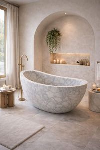Bañera de Mármol Natural Premium, Independiente y Ecológica para Interiores, Ideal para Villas y Apartamentos - Product Image 3