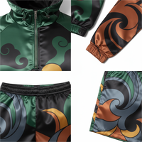 Ensemble de survêtement à capuche pour homme, motif nuage imprimé, manches courtes, short zippé, streetwear, été, décontracté, léger, séchage rapide