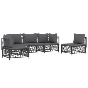 Set Lounge da Giardino Modulare in Antracite a 5 Pezzi con Tessuto Intrecciato per il Comfort all'Aperto - Product Image 3