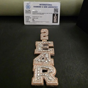 Vertical Letter <b>Pendant</b> VVS Moissanite Hip Hop <b>Pendant</b> 925 <b>Silver</b> Iced Out <b>Pendant</b> Number Bail <b>Pendant</b> Custom <b>Initial</b> <b>Pendant</b> - Product Image 5