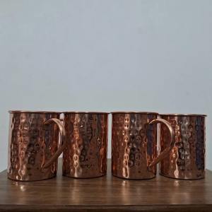 Chopes à bière en cuivre martelé personnalisées avec poignées en cuivre - 16 oz - Mug écologique pour fêtes avec logo - Product Image 2
