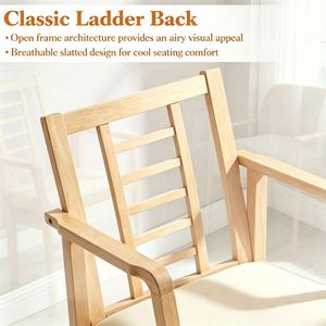 Fauteuil à bascule ergonomique en bois massif, robuste, pour intérieur, avec dossier respirant en forme d'échelle, chaise de relaxation naturelle - Product Image 6
