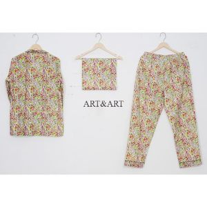 ชุดนอนผ้าฝ้ายพิมพ์ลายบล็อกอินเดียสไตล์วินเทจ ลายสัตว์ สำหรับฤดูร้อน เหมาะสำหรับงานขอเพื่อนเจ้าสาว ชุดนอนสำหรับกลางคืน - Product Image 4