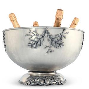 Copa de Champán Plateada de Lujo con Detalles de Hoja de Roble y Bola de Roble, Enfriador de Vino y Hielo Grande Premium para Buffet de Bodas y Bar - Product Image 3