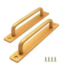 <b>Brushed</b> Gold Circular Door Handle Modern Satin Brass Interior Door Lever Zinc Alloy <b>Round</b> Backplate Luxury Home Hardware - Product Image 6