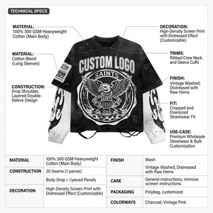 Camiseta de Manga Larga para Hombre, Ecológica, de Algodón Peinado 100%, 300 GSM, Estilo Urbano, con Logotipo Personalizado - Product Image 5