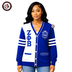 เสื้อคาร์ดิแกนไหมพรมอะคริลิกปักลาย Zeta Phi Beta สำหรับผู้หญิง |   เสื้อคาร์ดิแกนวินเทจปักลาย ZOB Sorority แบบสั่งทำพิเศษสำหรับฤดูหนาว - Product Image 4
