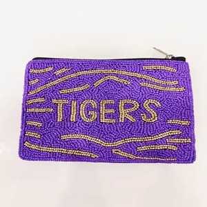Beaded Green <b>Coin</b> <b>Purse</b> With Bull Embroidery Zipper Closure Bohemian Style Unisex Mini Size - Product Image 5