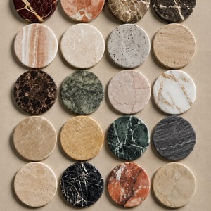 Ensemble de sous-verres en marbre travertin beige de qualité supérieure, 6 pièces, forme ronde, pierre naturelle, design rustique, sous-verres pour boissons, décoration de table, ensemble cadeau - Product Image 3