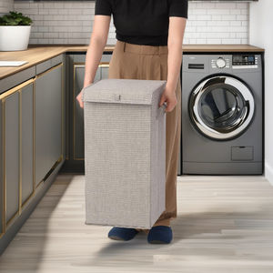 Recién llegado, cesto de ropa sucia de tela plegable Rectangular con tapa, superventas, artículos para el hogar para uso diario - Product Image 1