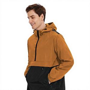Premium Anorak <b>Jacket</b> Color Block Hooded Half Zip Water Resistant Nylon Windbreaker Pocket <b>Pullover</b> Anorak <b>Jacket</b> for Outdoor - Product Image 5
