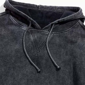 Sweat à capuche pour homme personnalisé, coupe classique, de luxe, gris noir, vintage, qualité supérieure, en gros, effet délavé à l'acide, avec service OEM - Product Image 3