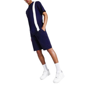 Conjunto de Camiseta y Pantalones Cortos Estampados de Verano, Personalizados, 300 g/m², de Algodón y Lino, Lisos, para Hombre - Product Image 4
