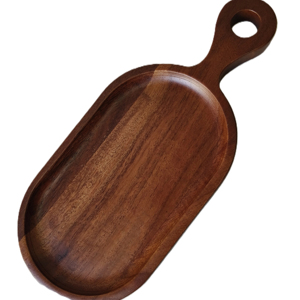 Bandeja de Servir Rectangular Moderna y de Lujo, Hecha a Mano, de Madera de Acacia Natural, Ecológica, Duradera, Apta para Alimentos, con Grabado - Product Image 1