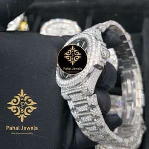Montre mécanique en diamant véritable avec cadran en forme de glaçon, bracelet, montre-bracelet argentée, bijoux de soirée - Product Image 2