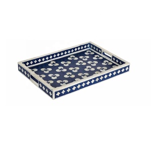 Bandeja Rectangular para el hogar hecha a mano para mesa de centro, té y café, bandeja de madreperla para sala de estar decorativa - Product Image 5