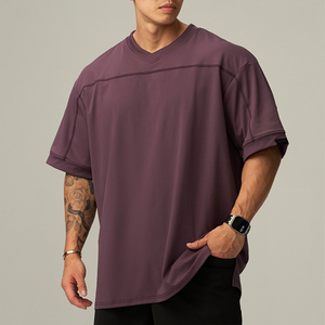 Custom Comfortable Beige <b>Polyester</b> Spandex O-Neck Short Tee Gym Fitness Quick Dry Oversized Running Athletic <b>T</b> <b>Shirt</b> for Men - Product Image 4