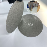 8 pouces # Disque de meulage plat électroplaqué diamanté sans trou central, dos métallique
