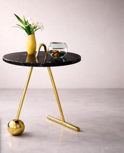 Mesa Consola Moderna con Tapa de Mármol y Base de Metal Dorado, Mueble Decorativo Contemporáneo para Sala de Estar - Product Image 2