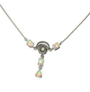 Collier en argent sterling avec opale de feu éthiopienne, bijou statement fait main, pendentif en pierre précieuse naturelle pour femme - Product Image 4