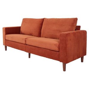 Divano Multoposto in Velluto a Coste Arancione, Stile Moderno, Tinta Unita, Braccioli Arrotolati, Lavabile, per Soggiorno, Ufficio e Seminterrato - Product Image 6