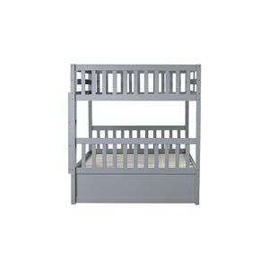 Letto a castello convertibile Full Over Full in legno di gomma con letto estraibile, scaletta e sponde di protezione - Letti per bambini con letto estraibile singolo - Product Image 2