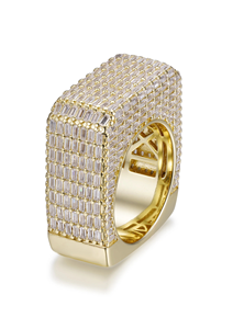 9K Gold Rhodium Plated Lab Created Moissanite Men's <b>Ring</b> Rectangular <b>Ice</b> Cube Design Micro Insert Hip Hop Jewelry for Party - Product Image 4