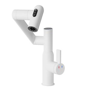 Rubinetto per Lavabo Antiscivolo Bianco con Display della Temperatura, Funzione Spray e Commutazione Acqua Calda e Fredda a 360 Gradi - Product Image 6