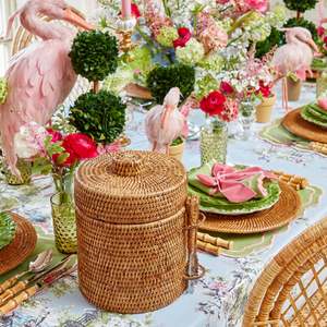 Seau à vin en rotin, seau à glace en osier tissé à la main avec couvercle pour la maison et les restaurants - Product Image 4