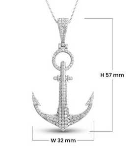 Pendentif Ancre en Argent Sterling 925, Bijou Nautique Hip Hop, Diamant Moissanite, Breloque Ancre Glacée, Cadeau pour Homme Marin Pirate - Product Image 2