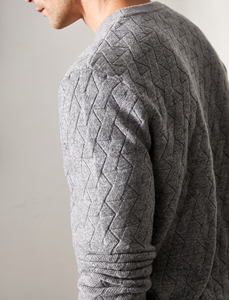 Men's Navy Blue Knitted <b>Pullover</b> <b>Sweater</b> With 1/4 Zipper Closure Full Sleeve Solid Color Autumn Wear - Product Image 3