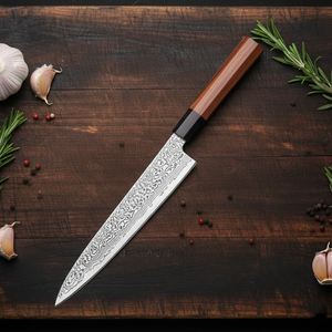 Damascus Steel <b>Knife</b> <b>Set</b> 6Piece Wood Handle Handmade <b>Sharp</b> Chef <b>Knives</b> Japanese Style Damascus Steel Straight Edge Ambidextrous - Product Image 4