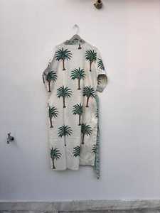 Handmade Indian Palm Tree Block Print Cotton Kimono <b>Robe</b> Summer Beach Wear <b>Bridesmaid</b> Festival Outfit - Product Image 5