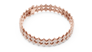 สร้อยข้อมือเทนนิสลายดอกไม้สีโรสโกลด์สุดหรูสำหรับผู้หญิง ประดับเพชรคิวบิกเซอร์โคเนียทรงกลม สร้อยข้อมือดีไซน์โดดเด่น เหมาะเป็นของขวัญสำหรับงานแต่งงาน - Product Image 2