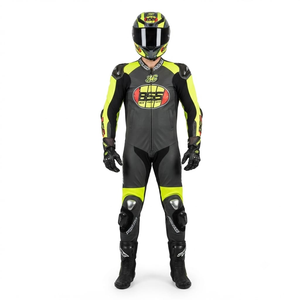 Combinaison de course premium Ramaha pour homme, 1 pièce, en cuir de vache véritable/cuir de kangourou, style MotoCP, combinaison de course sur circuit, niveau de protection 2 - Product Image 1