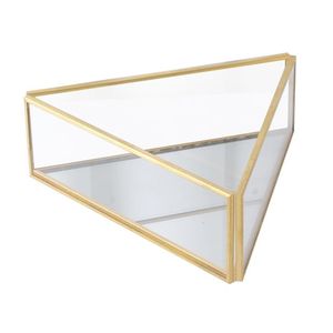Glass and Brass Storage Tray with <b>Mirrored</b> Base for Home Decoration - Product Image 3