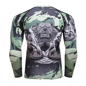 เสื้อรัดกล้ามเนื้อแขนยาวสีขาวดำ สำหรับฝึกซ้อม MMA ระดับมืออาชีพ สำหรับผู้ชายและผู้หญิง ผลิตจากผ้าสแปนเด็กซ์/โพลีเอสเตอร์ ป้องกันรังสียูวี ยี่ห้อ Fortleo - Product Image 2