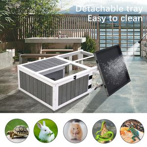 Terrario de Madera Impermeable de 43 Pulgadas para Reptiles con Bandeja de Actividades, Jaula Pequeña para Animales de Interior y Exterior, Casa para Tortugas - Product Image 2