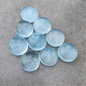 Cabujón de Aguamarina Natural, con Reverso Plano, Calibrado, Redondo, Gema Suelta, para Joyería, Disponible en Todos los Tamaños - Product Image 2