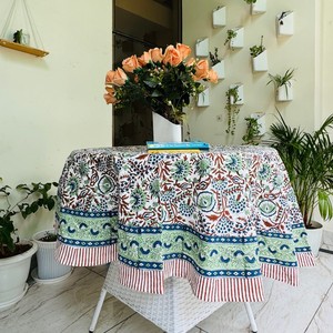 Indian Floral Block Print Premium Quality Handmade Cotton <b>Tablecloth</b> <b>Square</b> Covers Runner Modern Party 2026 - Product Image 4